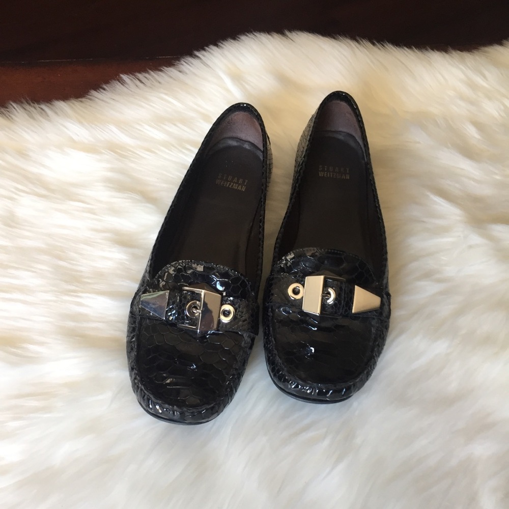 Stuart Weitzman Black Snake Loafers Sz 9W